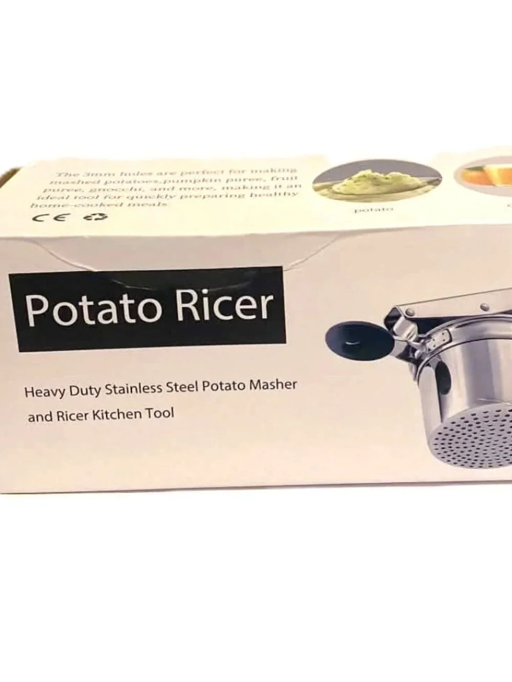 LunaCozy Large Potato Ricer Stainless Steel Masher Black Heavy Duty 11.5